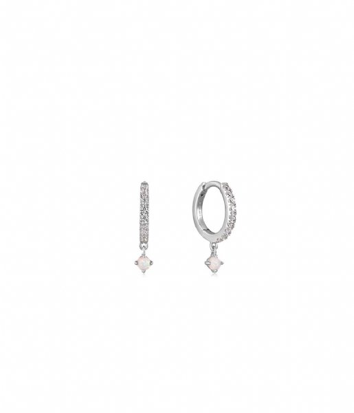 Ania Haie  Sparkle Opal Drop Huggie Hoop Earrings Silver